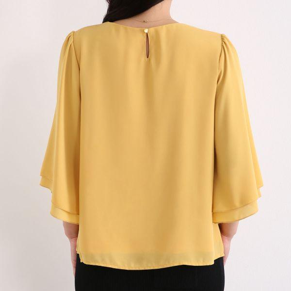 SHIROHATO ニッセン カットソー裏地付 ジョーゼットフレア7分袖ブラウス L LL nissen - 画像 (6)