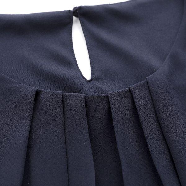 SHIROHATO ニッセン カットソー裏地付 ジョーゼットフレア7分袖ブラウス L LL nissen - 画像 (7)