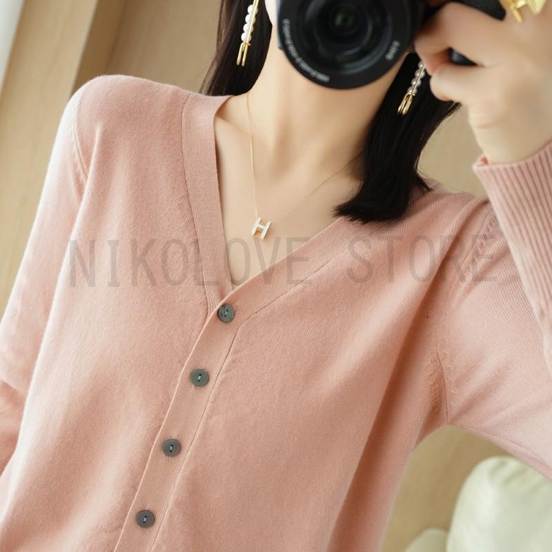 カーディガン ニット セーター vネック レディース 秋服 ニットカーディガン 長袖 薄手 春秋冬 通勤 夏 日焼け止め 冷房対策 - 画像 (2)