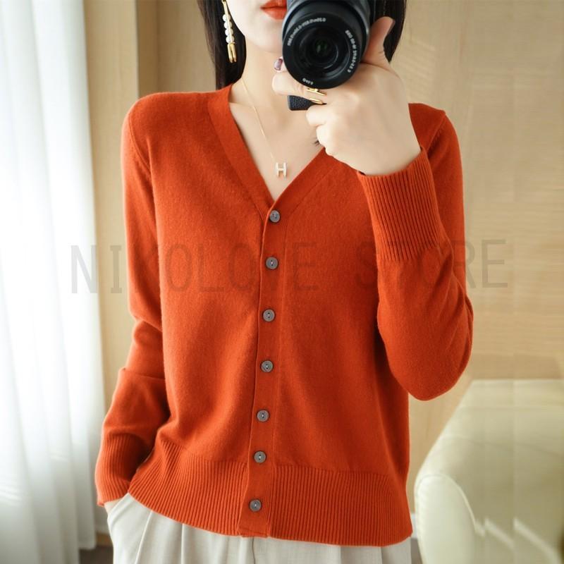 カーディガン ニット セーター vネック レディース 秋服 ニットカーディガン 長袖 薄手 春秋冬 通勤 夏 日焼け止め 冷房対策 - 画像 (5)