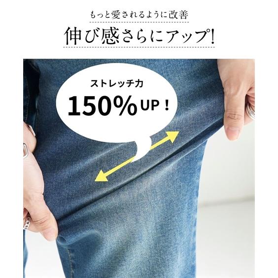 ニッセン 大きいサイズ レディース パンツ すごのびストレッチデニムストレートパンツ(ゆったり太もも)(選べる股下) - 画像 (4)