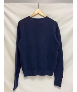 POLO RALPH LAUREN◆Vネック/ニット・セーター(厚手)/M/コットン/NVY/無地