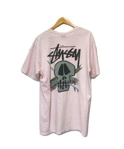 STUSSY◆Surf Skull Pigment Dyed/サーフスカルTシャツ/L/コットン/BEG/プリント//
