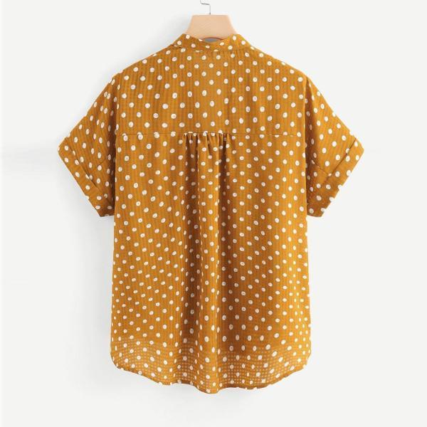 レディースTシャツ 大人 半袖 Vネック 大きいサイズ 女性トップス スリム オフィス 通勤 イエロー - 画像 (4)