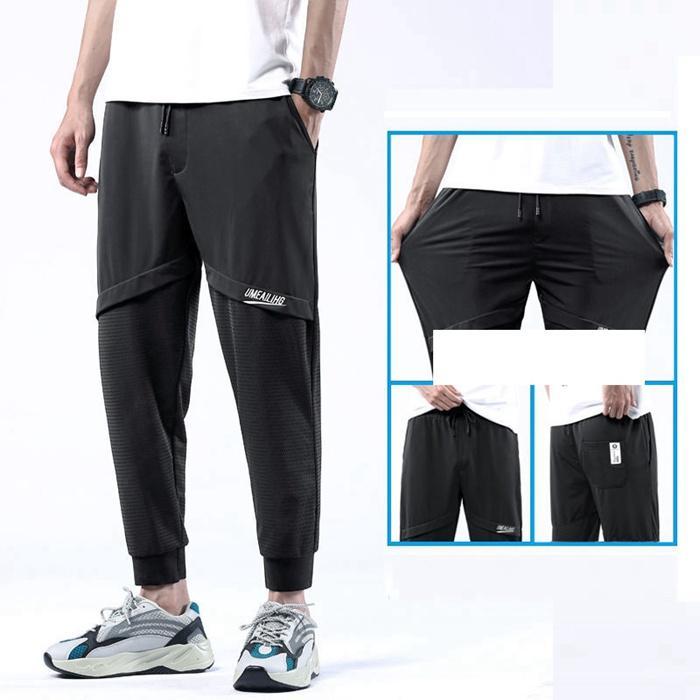 接触冷感 ズボン メンズ パンツ 夏 アイスシルクパンツ ストレッチパンツ スウェットパンツ 伸縮 涼しい 速乾 ボトムス 涼感 - 画像 (2)