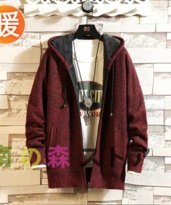 ニットセーター メンズ カーディガン パーカー フード付き 裹起毛 ボア 厚手 暖かい 防寒 アウター セーター 前開き 羽織 体型カバー