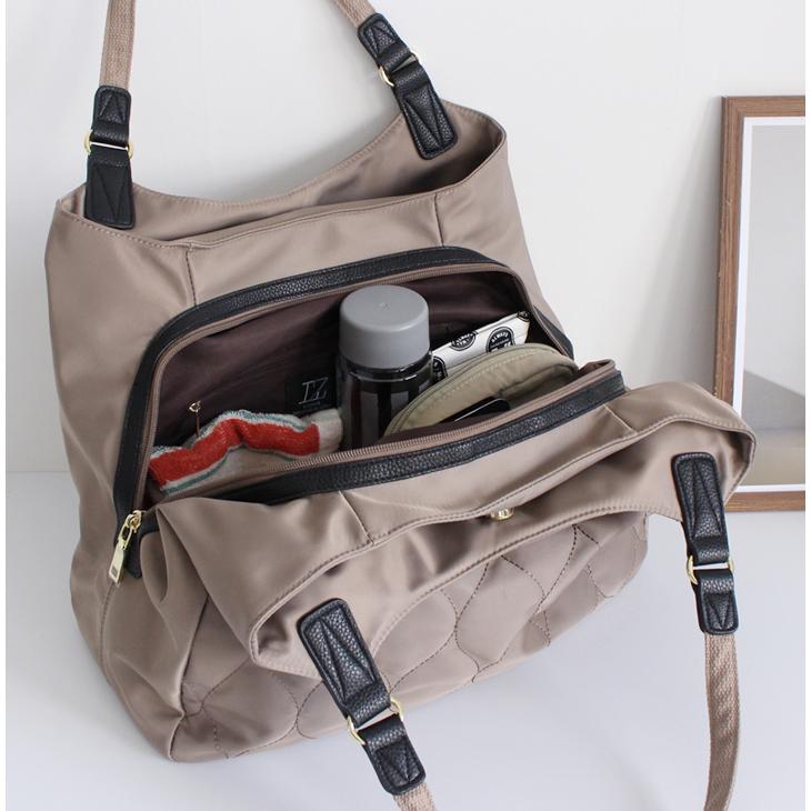 LIZDAYS トートバッグ レディース キルティング ナイロン 軽量 バッグ B5 マザーズバッグ 通勤 お仕事 3スペース 仕分け おしゃれ