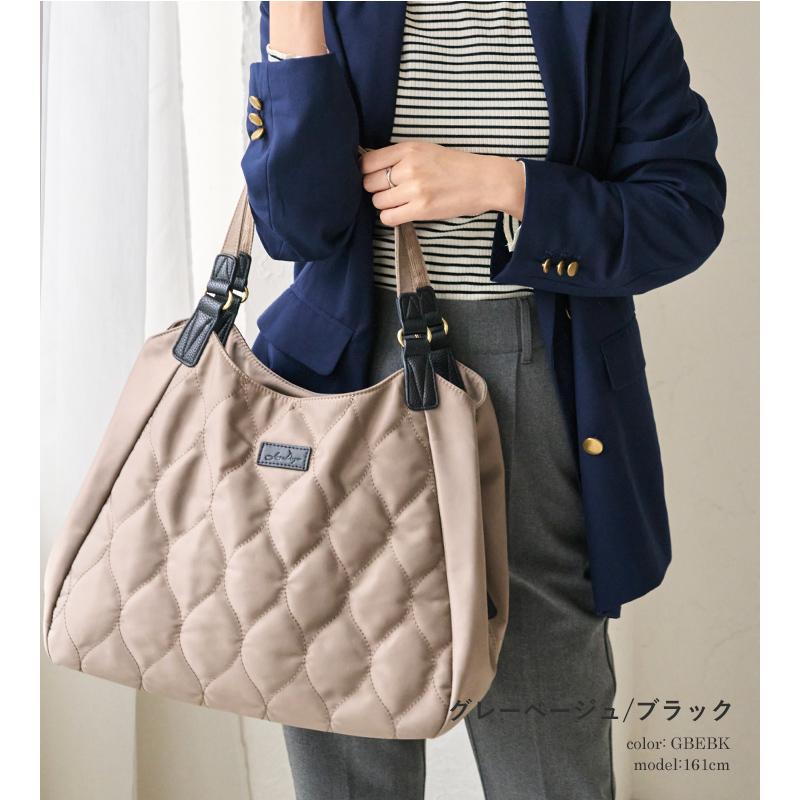 LIZDAYS トートバッグ レディース キルティング ナイロン 軽量 バッグ B5 マザーズバッグ 通勤 お仕事 3スペース 仕分け おしゃれ - 画像 (5)