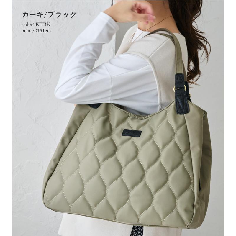 LIZDAYS トートバッグ レディース キルティング ナイロン 軽量 バッグ B5 マザーズバッグ 通勤 お仕事 3スペース 仕分け おしゃれ - 画像 (6)