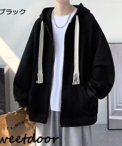 ジップアップパーカー メンズ パーカー スウェット フード付き 長袖 秋物 トップス アウター ゆったり 大きいサイズ 春 春服 大学生 裏起毛あり