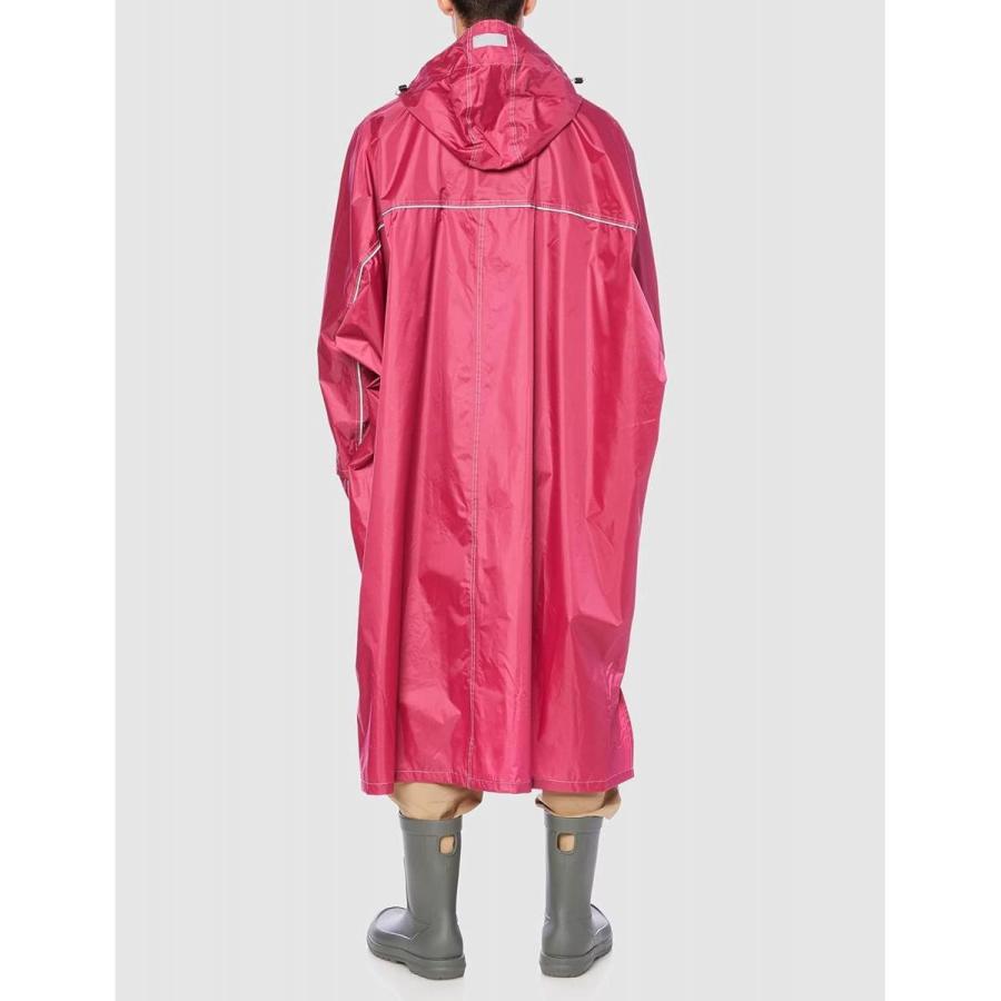 カジメイク ハイポンチョ ワイン フリーサイズ 男女兼用 手甲カバー付き 防水 通勤 通学 自転車 レインコート 雨合羽 カッパ 3340 - 画像 (7)