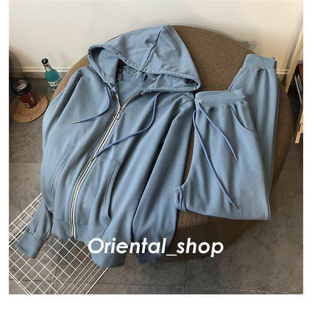 【大特価】セットアップ スウェット レディース ジャージ 上下セット フード付き スポーツウェア 運動着 部屋着 ルームウェア シンプル パジャマ ヨガウェア - 画像 (6)