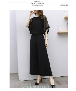 セットアップワイドパンツレディースきれいめ2点セットスシフォンブラウスフリルゆったり体型カバーフォーマル二次会30代40代入学式入園式