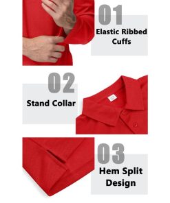 TACVASEN Men's Golf Shirts Outdoor Hiking Polo Long Sleeve Shir