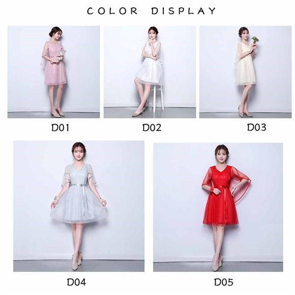 パーティードレス キャバ レース シンプル オフショルダー 花嫁 披露宴 二次会 ブライダル 結婚式 団体服 ショート 演奏会 演出服 - 画像 (4)