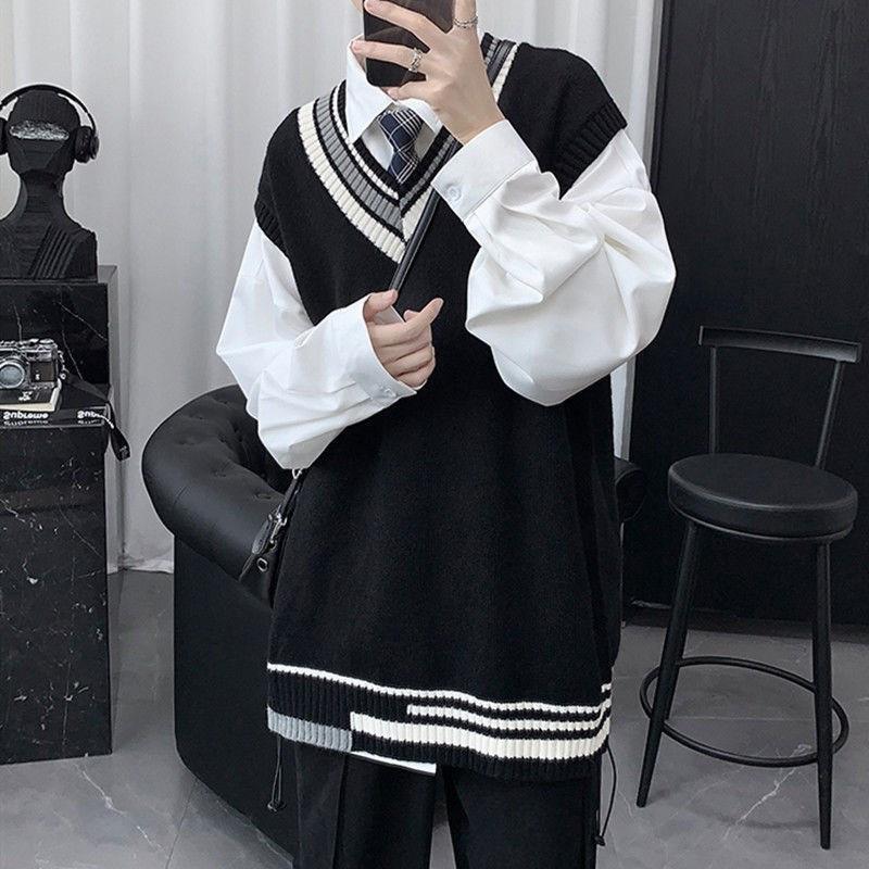 【タイムセール】ニットベスト メンズ 秋冬 リブ Vネック 大きいサイズ おしゃれ ゴルフウェア カジュアル 暖かい ジレ 保温 シンプル 重ね着 トップス - 画像 (3)