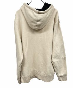 Hollister ホリスター HOLLISTER プルオーバー パーカー スウェット 裏起毛 長袖 袖にロゴテープ 綿×ポリ XL LL ベージュ ベージュ×黒×白 メンズ