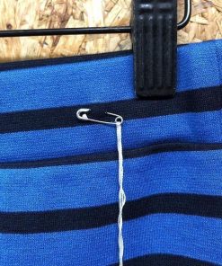 COMME CA ISM コムサイズム Mサイズ レディース コクーンスカート 裏地付き ボーダー ストレッチ ひざ上丈 ブルウー×ブラック 青×黒