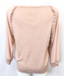 Wendine 薄手 ニット セーター シフォンスリーブ 飾りストーン 長袖 アクリル×ナイロン×アンゴラ F ベイクドピンク レディース