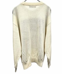 レナウン SEVE BALLESTEROS RENOWN セーター カットソー レトロ柄 長袖 アクリル×毛×ナイロン L アイボリー 生成り色×赤×黒×紺×緑 メンズ