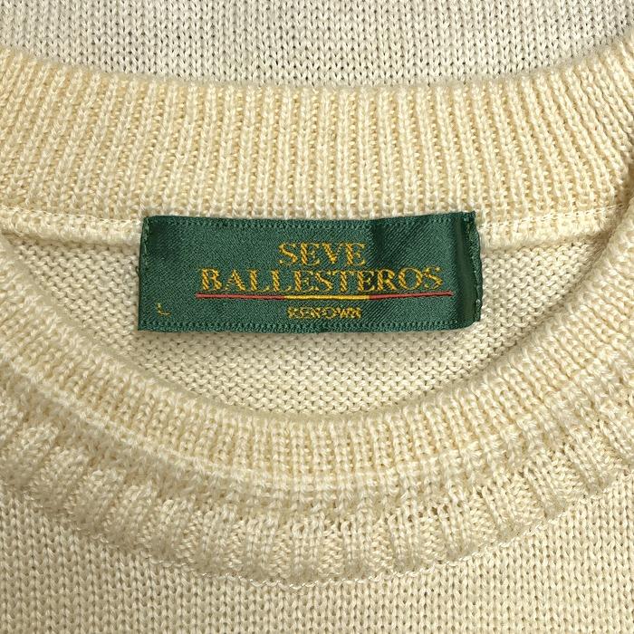 レナウン SEVE BALLESTEROS RENOWN セーター カットソー レトロ柄 長袖 アクリル×毛×ナイロン L アイボリー 生成り色×赤×黒×紺×緑 メンズ - 画像 (5)