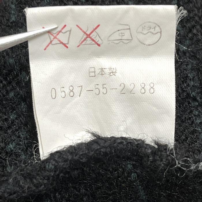 Mr. LOOPER セーター ウールカットソー レトロ柄 古着 長袖 丸首 日本製 ウール100% L ブラック 黒×緑×黄×赤茶×グレー メンズ - 画像 (7)