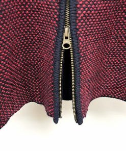 green label relaxing グリーンレーベルリラクシング GLR SFODERATO ニット カーディガン ジップアップセーター 鹿の子 長袖 ウール100% S レッド 赤×紺 メンズ