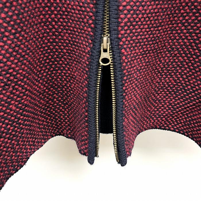 green label relaxing グリーンレーベルリラクシング GLR SFODERATO ニット カーディガン ジップアップセーター 鹿の子 長袖 ウール100% S レッド 赤×紺 メンズ