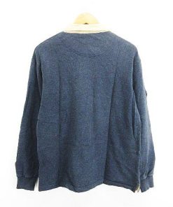 ハッシュパピー Hush Puppies ポロシャツ ラガーシャツ スウェット 長袖 ロゴ ワッペン コットン M ブルーグレー ※EKM メンズ