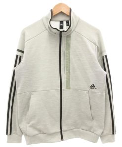 adidas アディダス セットアップ トラックジャケット パンツ イージー ジャージ ロゴ ジップアップ 3ストライプ L グレー