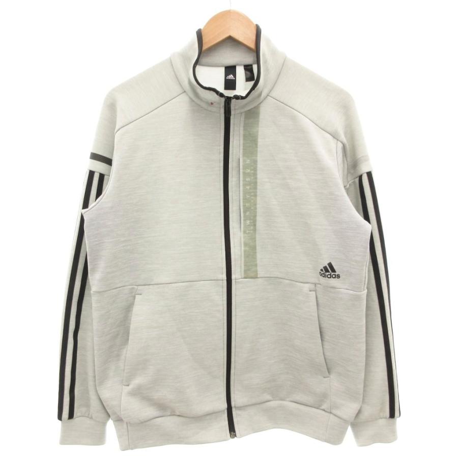 adidas アディダス セットアップ トラックジャケット パンツ イージー ジャージ ロゴ ジップアップ 3ストライプ L グレー