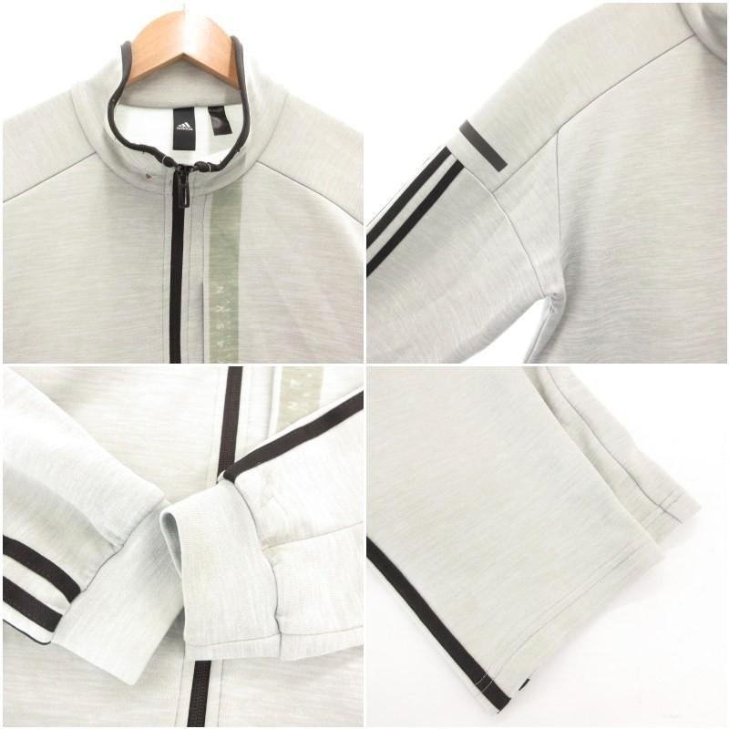 adidas アディダス セットアップ トラックジャケット パンツ イージー ジャージ ロゴ ジップアップ 3ストライプ L グレー - 画像 (6)