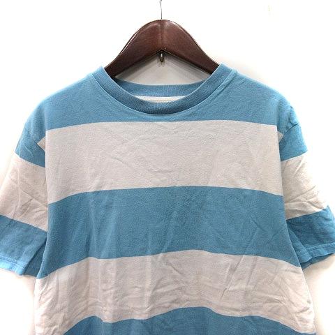 BEAMS ビームス Tシャツ カットソー 半袖 ボーダー M 水色 白 ホワイト /YI メンズ