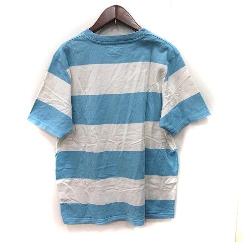 BEAMS ビームス Tシャツ カットソー 半袖 ボーダー M 水色 白 ホワイト /YI メンズ - 画像 (3)