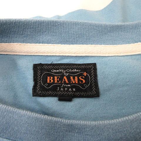 BEAMS ビームス Tシャツ カットソー 半袖 ボーダー M 水色 白 ホワイト /YI メンズ - 画像 (5)