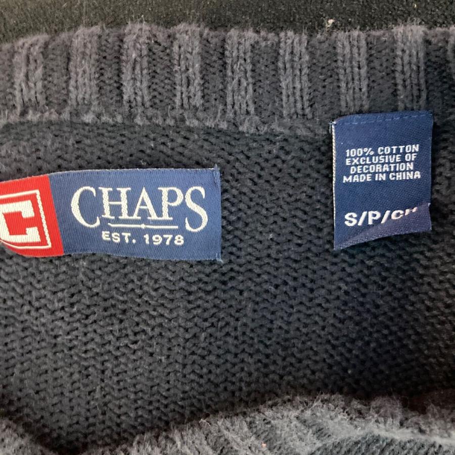 CHAPS コットンニット セーター S ネイビー チャップス Vネック ワンポイントロゴ 古着卸 アメリカ仕入 a611-6008 - 画像 (6)