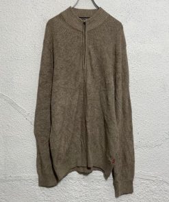 IZOD コットンニット セーター XL ベージュ ブラウン ビッグサイズ アイゾッド ハーフジップ古着卸 アメリカ仕入 a611-8056