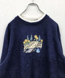 CLASSIC ELEMENTS スウェットトレーナー Lサイズ レディース ネイビー 花柄 古着卸 アメリカ仕入 t2112-4183
