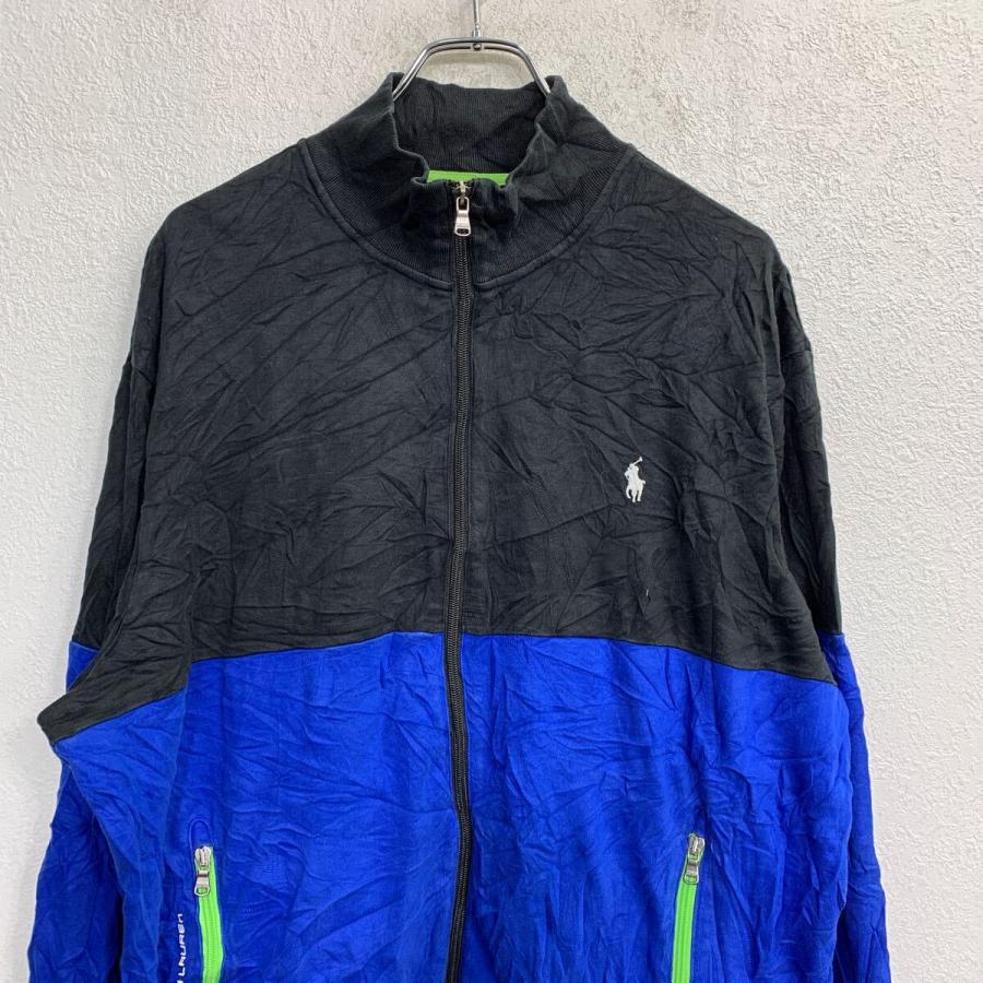 POLO RALPH LAUREN ジップアップ ロゴ スウェット XLサイズ ポロラルフローレン ブラック ブルー 古着卸 アメリカ仕入 t2411-4328