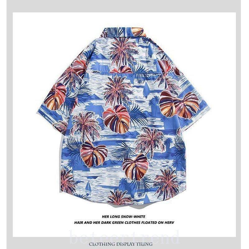 アロハシャツメンズ半袖開襟シャツオープンカラーシャツ花柄カジュアルシャツ開襟リゾート旅行総柄おしゃれ涼しい夏物父の日メンズファッション - 画像 (3)