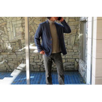 ふるさと納税 西脇市 播州織 オーガニックコットンとヤクのメンズシャツジャケット 【和心衣・カゲヤマ】ネイビーLサイズ