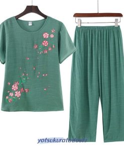 綿麻 セットアップ リネン トップス パンツ 半袖 ウエストゴム レディース Tシャツ ブラウス ワイドパンツ パンツセットアップ 部屋着 夏 夏用