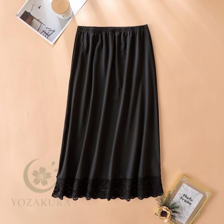 ペチスカート ペチコート レディース インナー ゴム 春 秋 ゆったり 夏 透け防止 丈50cm/70cm スカート ワンピース 透けない - 画像 (3)