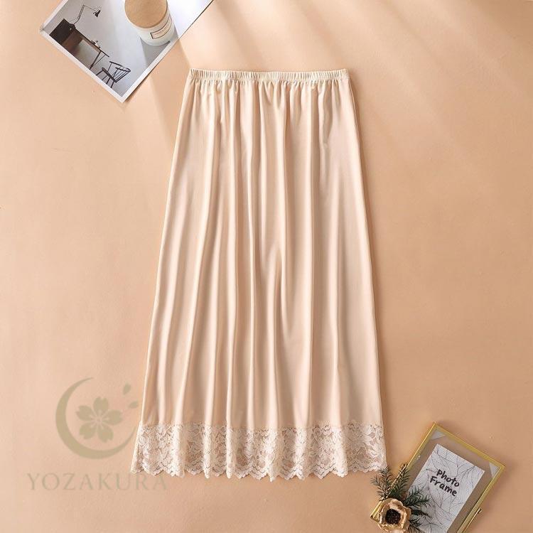 ペチスカート ペチコート レディース インナー ゴム 春 秋 ゆったり 夏 透け防止 丈50cm/70cm スカート ワンピース 透けない - 画像 (4)