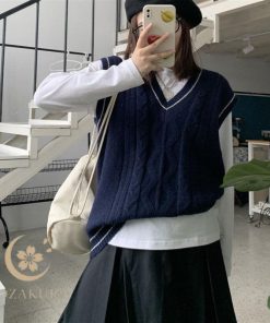 スクールベスト 女子 スクール ベスト 制服ベスト 無地 Vネック 秋 冬 レディース 高校 学生 中学 JK セーター  春 カーディガン