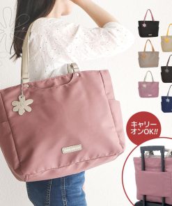 トートバッグ レディース 大きめ a4 ファスナー付き 大容量 肩掛け キャリーオン 仕事 旅行 1泊 お泊まり 黒 ブラック モカ ピンク ネイビー