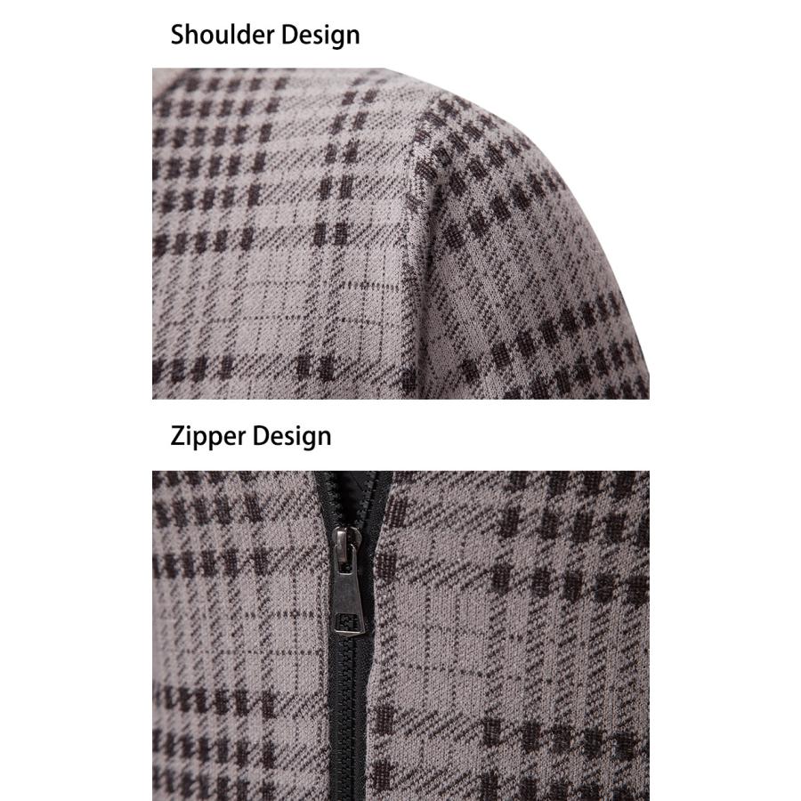 ホームアイホーム ニット カーディガン トータルネック セーター ポケット付き チェック 総柄 アウター ジャンパー 羽織り 紳士服 秋服 冬服