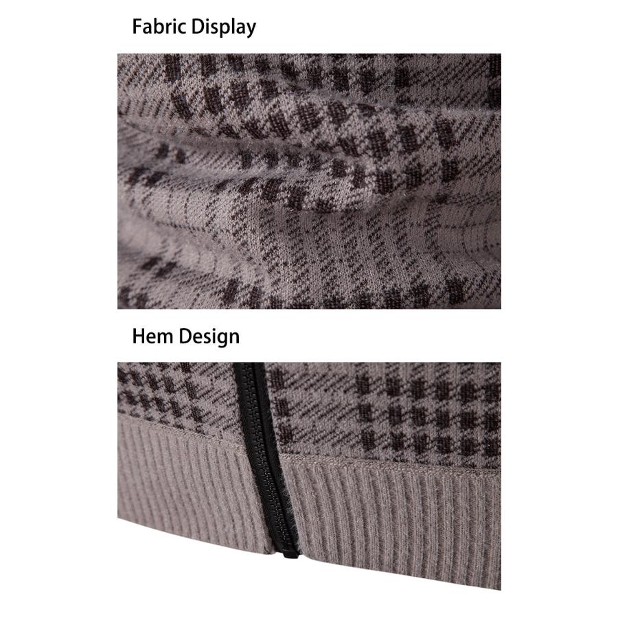 ホームアイホーム ニット カーディガン トータルネック セーター ポケット付き チェック 総柄 アウター ジャンパー 羽織り 紳士服 秋服 冬服 - 画像 (3)