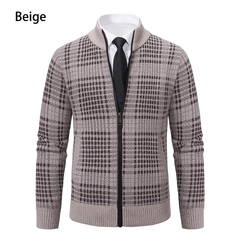 ホームアイホーム ニット カーディガン トータルネック セーター ポケット付き チェック 総柄 アウター ジャンパー 羽織り 紳士服 秋服 冬服 - 画像 (4)