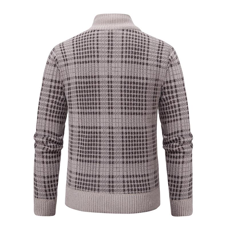 ホームアイホーム ニット カーディガン トータルネック セーター ポケット付き チェック 総柄 アウター ジャンパー 羽織り 紳士服 秋服 冬服 - 画像 (6)